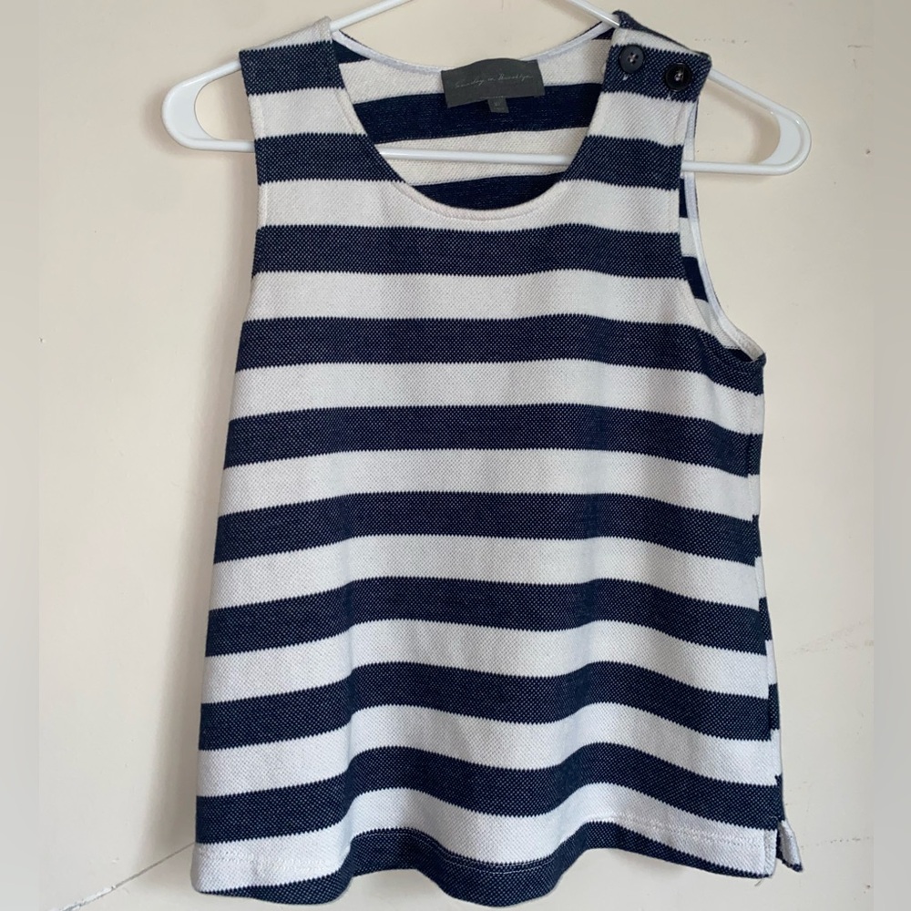 Anthropologie XS Sunday in Brooklyn Navy Ivory Stripe Sleeveless Top